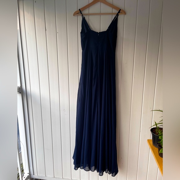 BHLDN Kaia Chiffon Bridesmaid Dress Navy XS - Picture 2 of 6